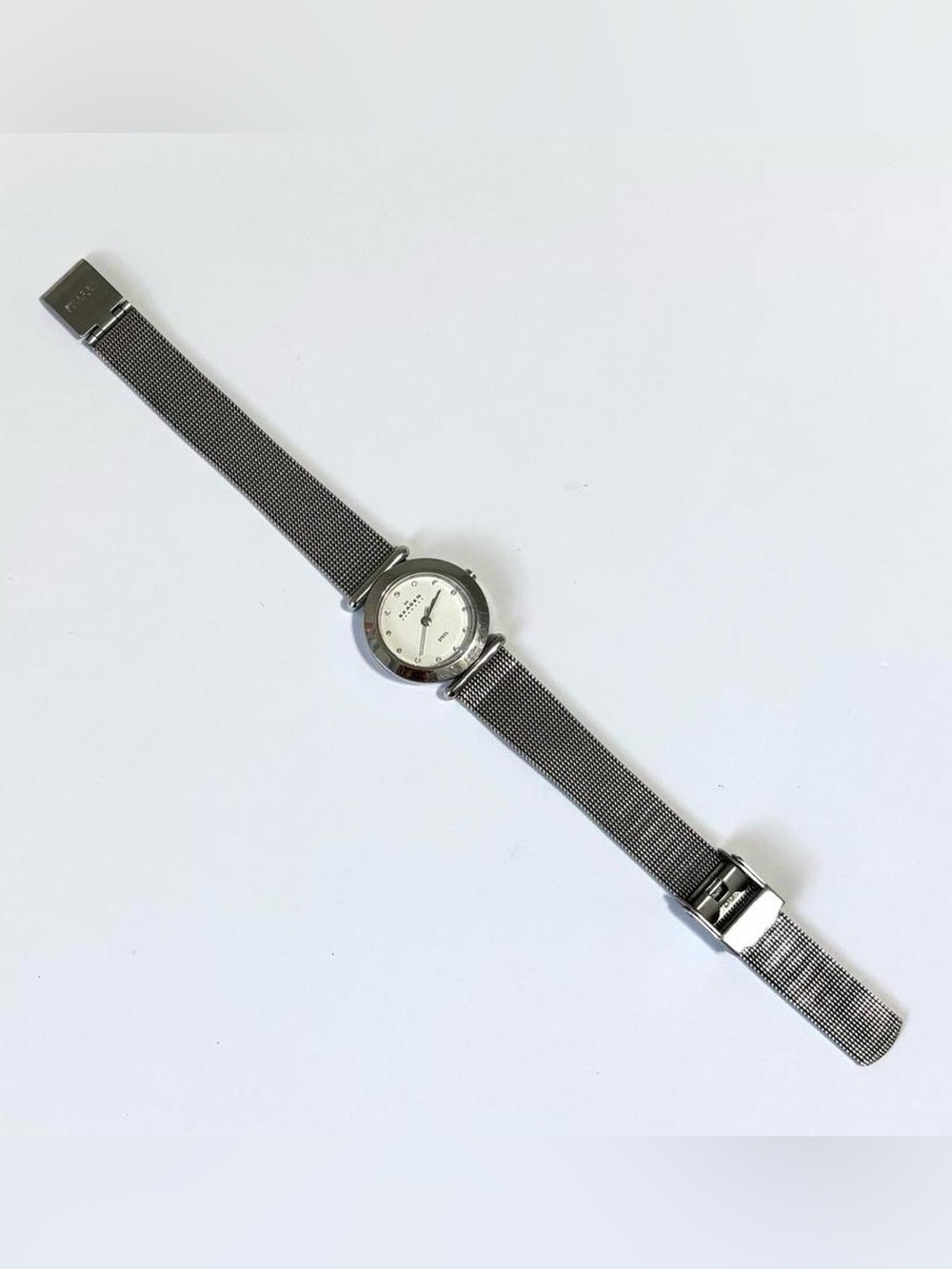Skagen Silver Mesh Bracelet Men's Watch with White Dial